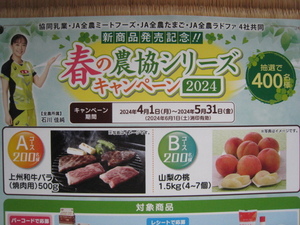 懸賞　応募　５口　協同乳業　上州和牛バラ焼肉用・山梨の桃1.5キロ　バーコードはがき応募　即決　