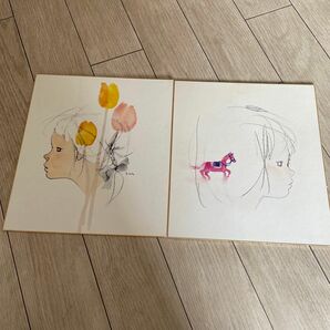 いわさきちひろ　色紙　アート 日本画 絵画