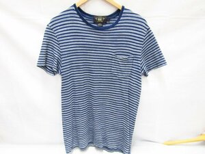 RRL ダブルアールエル Ralph Lauren ボーダー Tシャツ カットソー インディゴ Sサイズ 中古品 ◆4927