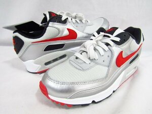 1円スタート NIKE AIR MAX90 Phonton Dust University Red ナイキ エアマックス90 シルバー DX4233-001 1スタ 未使用品 ◆5213