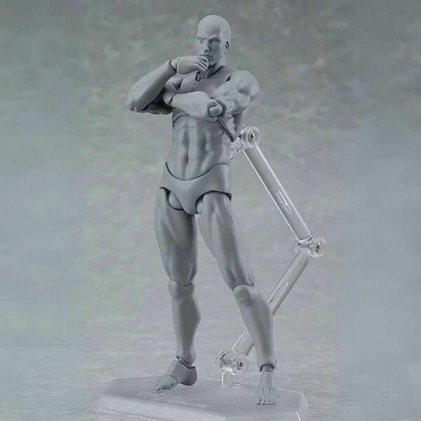デッサン人形 男性 グレー デラックスセット デッサンモデル 人体模型 画材
