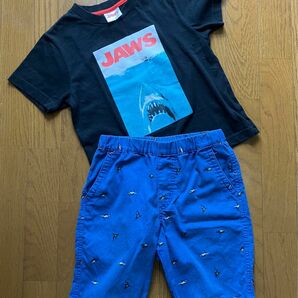 JAWS Tシャツ　ユニクロ　サメ柄 ハーフパンツ　130サイズ