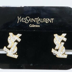 未使用！ Yves Saint Laurent イブ サンローラン イヤリング ラインストーン YSL （02屋 藤千商店）