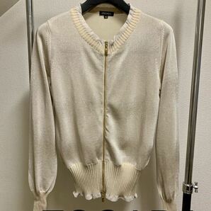 美品 春 かっこいいブルゾン【ESCADA エスカーダ】フルジップ ベージュシルバー 高級感 スタイリッシュ S〜XS