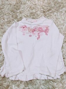 メゾピアノ Mezzo piano 130cm ロンT 長袖Tシャツ 女の子リボン