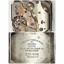 865 希少 グリュエン カーベックスCal.370ブラックダイヤル腕時計メンズ手巻きレディース1940年代17石GRUENアンティーク/レクタン/スクエア_画像8