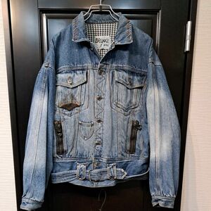 ヴィンテージ デニムジャケット BRUNO JEANS Gジャン バック デザイン US Mサイズ 裏地付き　ビンテージ