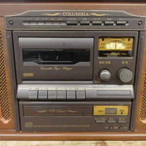 ♪COLUMBIA コロンビア 卓上型ステレオシステム GP-28 レコード ラジオ CD カセット 通電確認 ※ジャンク品 ■１２０の画像8