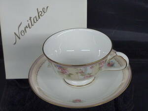 ▼②カップ&ソーサー ノリタケ Noritake ローズパティオ 直径カップ約9.5cm/持手2.5cm×高さ6cm 受け皿15cm×高さ2cm ※ジャンク品 ■60