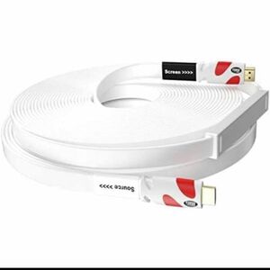 Postta HDMI イーサネット　30m ホワイト 白　フラットタイプ　プロジェクター　デスクトップパソコン