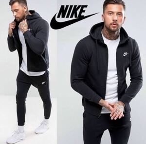  regular goods [ sweat ZIP Parker + jogger pants ] Nike XL size black 