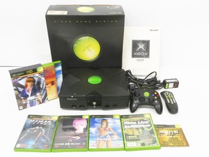 02 69-593515-15 [Y] Microsoft マイクロソフト 初代 Xbox エックスボックス F23-00066 本体 ソフト DEAD OR ALIVE NINJA 他 付属品付 旭69