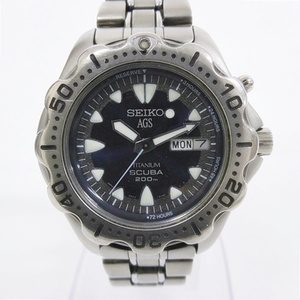 16 39-592982-06 [Y] セイコー SEIKO AGS 5M23-6B40 SCUBA 200m デイデイト メンズ 自動巻き 腕時計 箱付属 チタン 福39