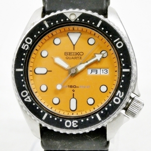 16 82-592948-06 [Y] SEIKO セイコー ダイバー 150M 7548-7000 クォーツ 文字盤 オレンジ メンズ 腕時計 鹿82