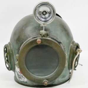 16 38-593327-11 ★ [Y] 真鍮製 潜水ヘルメット 潜水器具 昭和レトロ アンティーク オブジェ ディスプレイ 高さ約31.5cm 福38の画像1