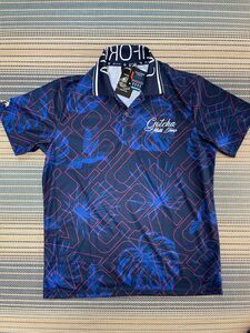 新品【GOTCHA GOLF ガッチャゴルフ】リーフ総柄ポロシャツ ダークネイビー XXLサイズ