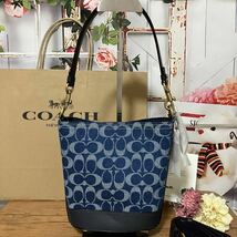 【新作】コーチ COACH ダコタ バケット バッグ 16 デニム ブルー アウトレット 新品未使用_画像3