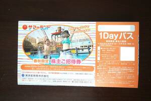 【即決】東京サマーランド　1Dayパス ４枚セット 春秋限定　（東京都競馬　株主優待券 株主ご招待券 フリーパス 入場）