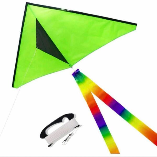 1.5M 三角凧 7色オプション 100M凧糸とハンドル付き 収納バッグセット 3歳以上の子供用 超簡単に揚がる凧