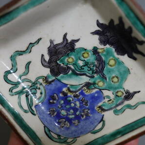 中国美術 呉須赤絵 獅文皿 時代物 南京赤絵 明時代 茶器煎茶道具 骨董の画像6