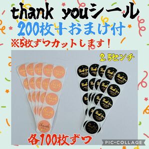 タイムセール中　thank youシール　100枚ずつ　計200枚＋おまけ