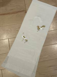 228 帯揚げ フォーマル 日本刺繍 鶴 立体感ある鶴が美しい品