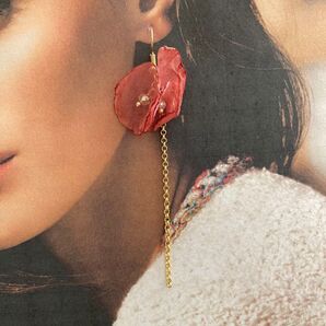 フックピンク アレルギー対応 フラワーピアス ロングピアス