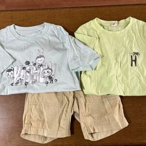 ユニクロUT Bee半袖Tシャツ　2枚ブランシェスハーフパンツ　130セット