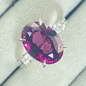 【15-37】ロードライトガーネット　ダイヤモンド　リング　9.21ct　D0.3ct 