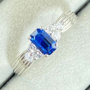 【17-34】サファイア　ダイヤモンド　リング　S0.7ct D0.15ct