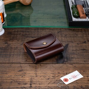 [ new goods ] original leather men's card-case card-case coin case change purse . free shipping 1 jpy tea color Brown card holder rice field middle leather .