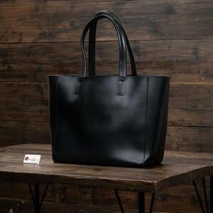 [ new goods ] original leather free shipping A4 Italian leather men's bag casual tote bag back bag bag unused 1 jpy black black rice field middle leather .