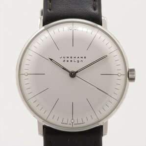 ■ 1円 ～ 正規 中古 美品 参定18万■ ユンハンス JUNGHANS ■ マックスビル ハンドワインド 027 3700 ■箱保 機械式 シルバー 銀 メンズの画像1