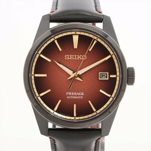 ■ 1円 ～ 限定 美品 参定12万■ セイコー SEIKO ■ プレザージュ シャープエッジ シリーズ 柿色 ■ 自動巻き 市川團十郎 ブラック SPB331