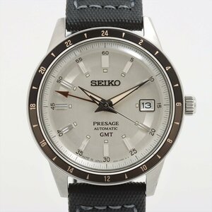 ■ 1円 ～ 中古 参定8.4万■ セイコー SEIKO ■ プレザージュ Style60's GMT SSK011 J1 ■箱保 自動巻き ブラック シルバー 4R34-00B0