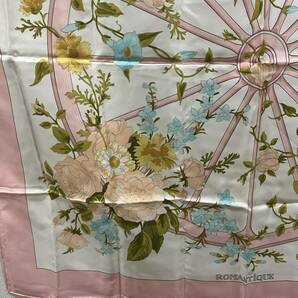 HERMES エルメス スカーフ 大判 カレ90 ROMANTIQUE ロマンティック 花柄 フラワー ピンク系 シルク の画像10