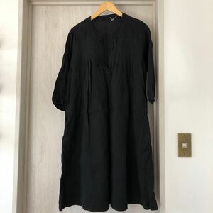 (k) nest robe ネストローブ ブラック リネン タック ワンピース 黒 ブラック 日本製 