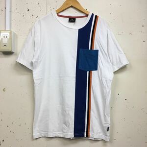 (k) PS Paul Smith ポールスミス ストライプ ポケット Tee L 半袖 tシャツ 白 ホワイト コットン 