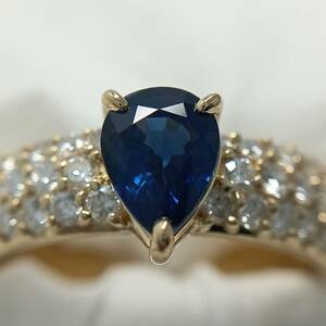 ロイヤルブルー サファイア 1.03ct☆ ダイヤモンド 0.61☆リング　K18　約12.5〜13号　4.5g　新品仕上げ加工済♪