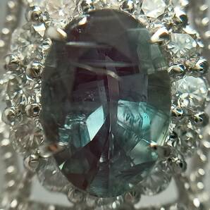 人気!!アレキサンドライト☆ダイヤモンド☆プラチナ☆リング☆(アレキサンド1.036ct ダイヤモンド1.07ct Pt950 刻印あり) 約11.5号 5.6g の画像4