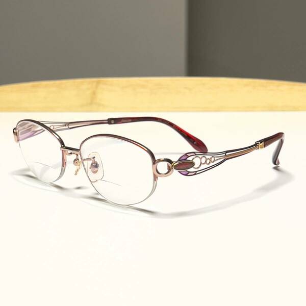 ◆Banerina バネリーナ 眼鏡 BA-1025 チタン製 52□17-136 レンズ度入り ワインレッド系 日本製 MADE IN JAPAN EYEWEAR レディース メガネ