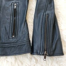 リューグーレザーズ【レアカラー グレー グリーン ラムレザー サイズ M】LiugooLeathers シングル ライダースジャケット レザージャケット_画像6