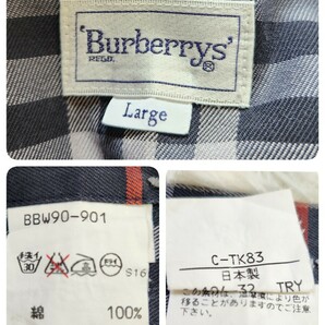 極美品 バーバリー【総柄 シャドーホース ノバチェック 希少サイズ L】BURBERRY シャツ 長袖 ネイビー 貝ボタン 紺 三陽商会 BURBERRYSの画像10