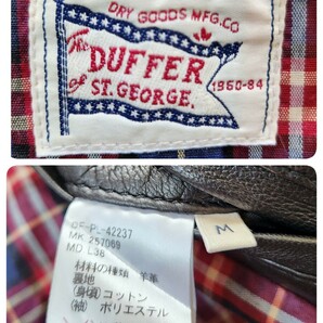 ダファー【ラムレザー シングル ライダースジャケット サイズ M】DUFFER of ST GEORGE レザージャケット 羊革 ブラック 黒 裏地 チェックの画像10