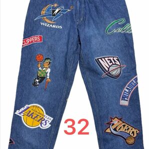 美品 NBA Jeans denim エンブレム ジーンズ デニム jodan lebron ワッペン nike ナイキ logo