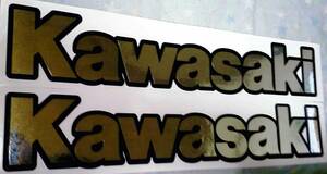 ★Kawasaki 40×7.2cm ステッカー重ね文字ブラック／シルバーミラー★