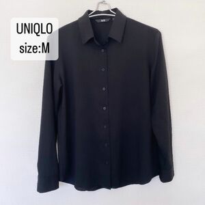 UNIQLO レーヨンブラウス　長袖　ブラック　M 455734