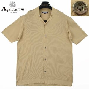 ◆Aquascutum アクアスキュータム◆定価 33,000円 日本製 コットンシャツニット ベージュ/Ｍ