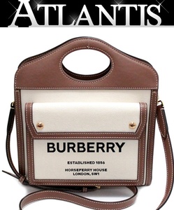 バーバリー BURBERRY 2WAYバッグ ミニツートン キャンバス レザー ブラウン 【64851】