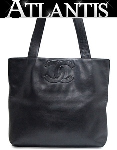 シャネル CHANEL ココマークステッチ トートバッグ レザー 黒 【64678】